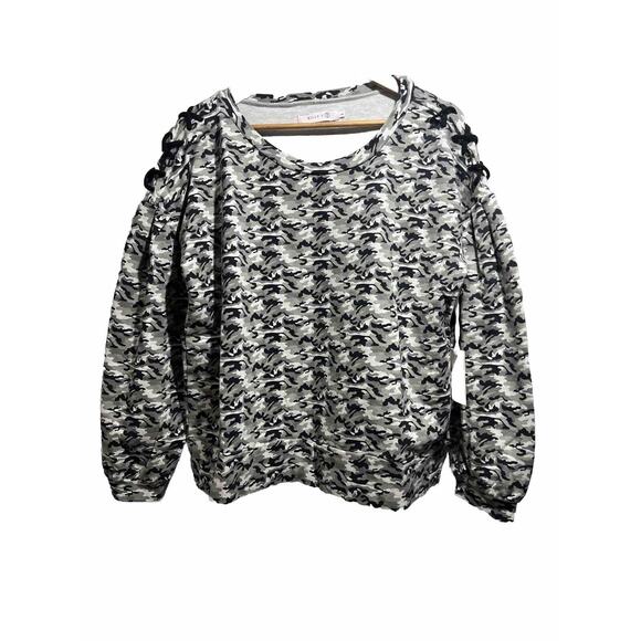 Billy T sweatshirt Size Large Black Camouflage camo gray NWT military Y2K - Picture 1 of 9